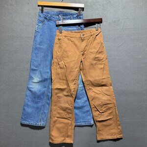 Carhartt Boys Canvas Duck Pants & Carhartt Jeans Both Size 12 Adjustable Waist